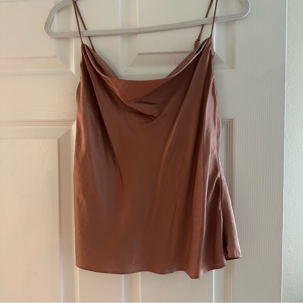 REFORMATION silk cowl neck top